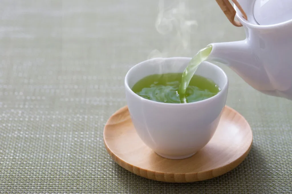 A cup of green tea.