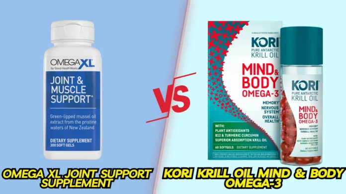 Omega XL Joint Support Supplement vs Kori Krill oil mind & Bodu Omega-3